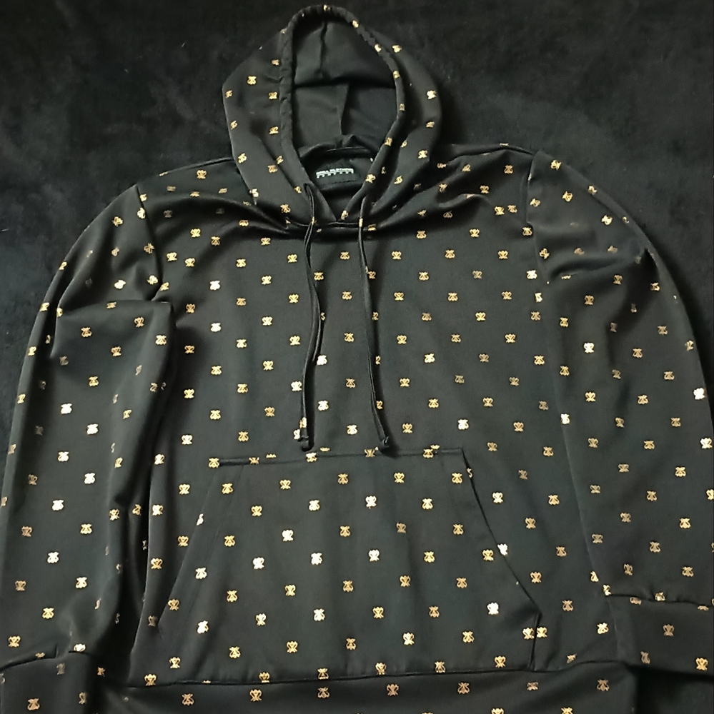 Drill Clothing Co Long Sleeve Hoodie Black/Gold Men's Size Large